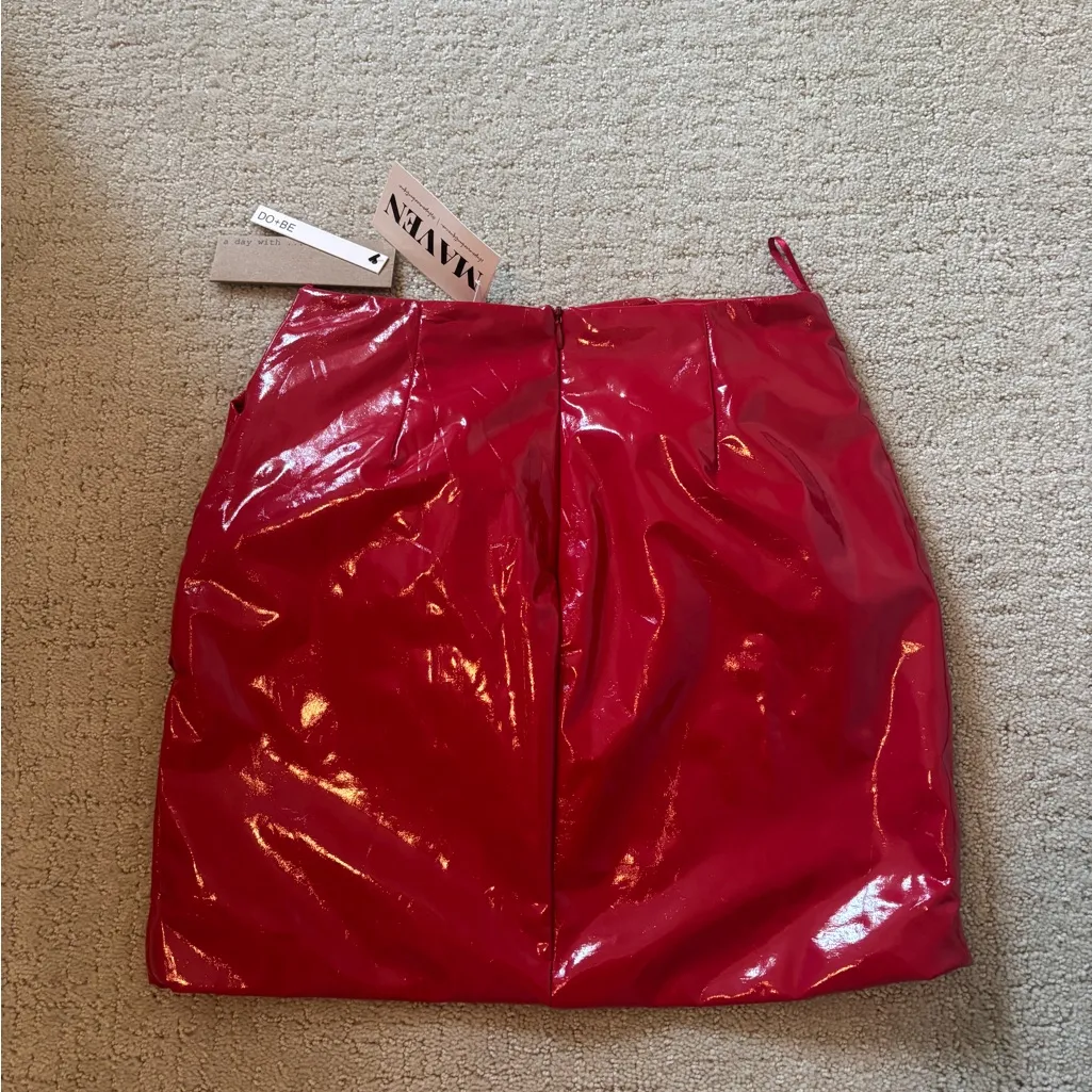 DO+BE  Leather Red Mini Skirt - Image 5