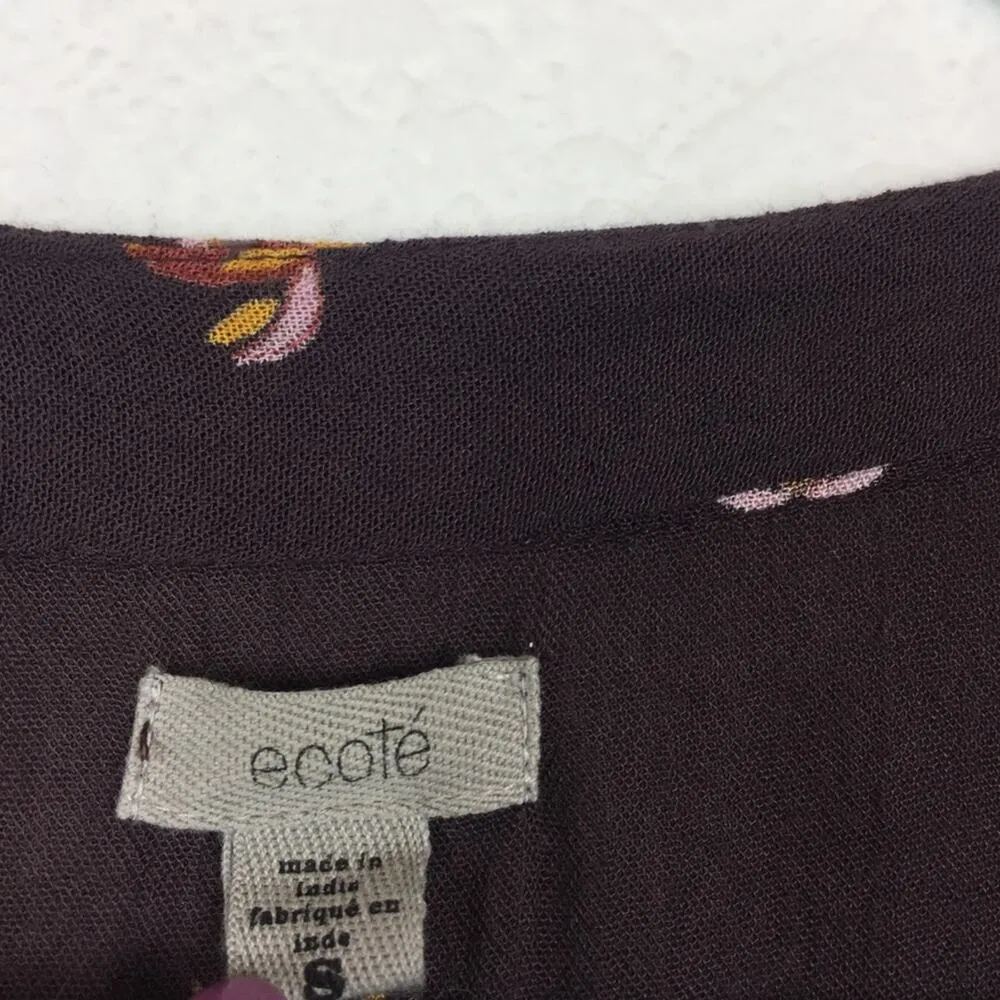 Urban Outfitters Ecote Helena Romper Small Brown Floral Boho Bell Sleeve - Image 5