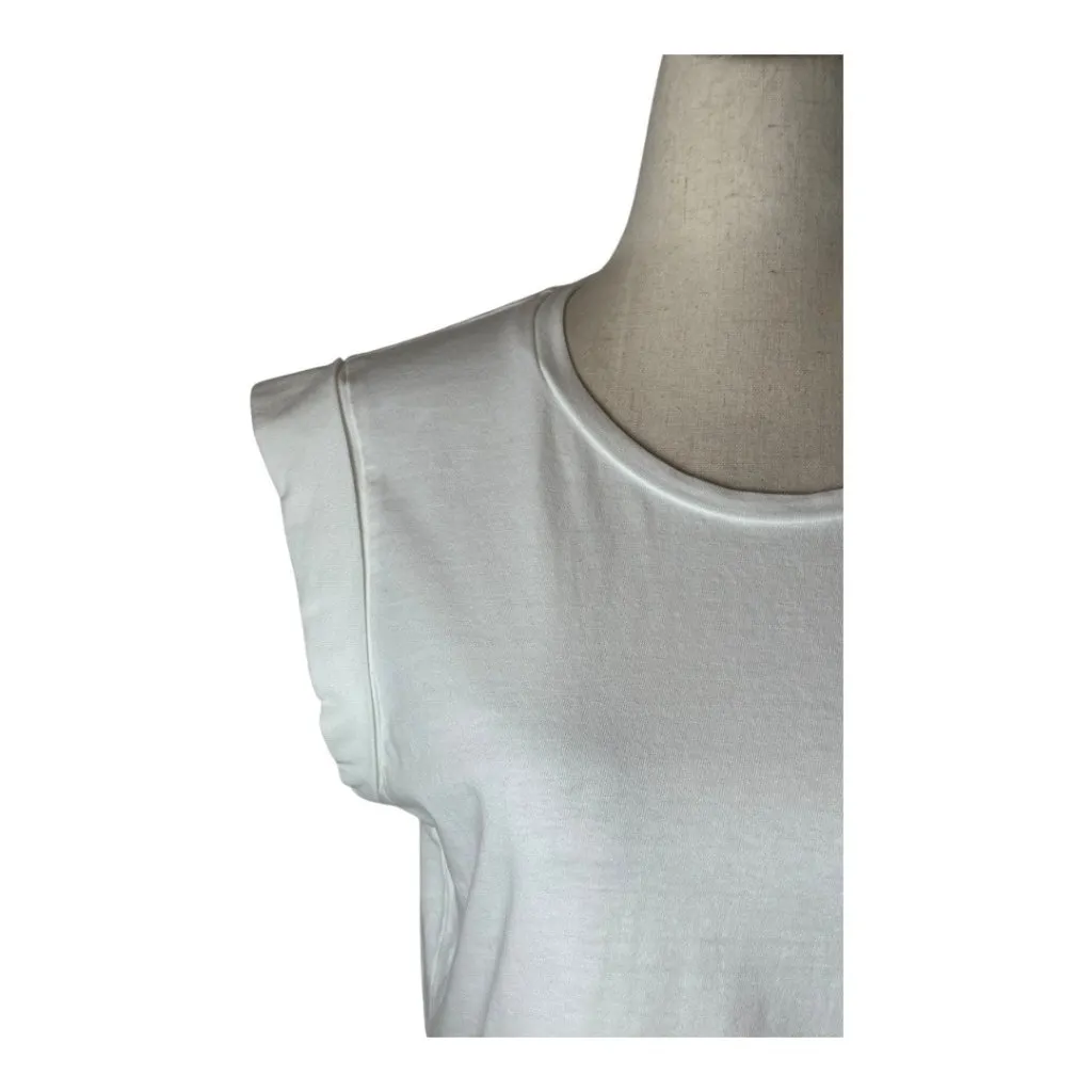 Rebecca Taylor La Vie Tee Women Medium White Cotton Crew Neck Cap Sleeve Top - Image 6