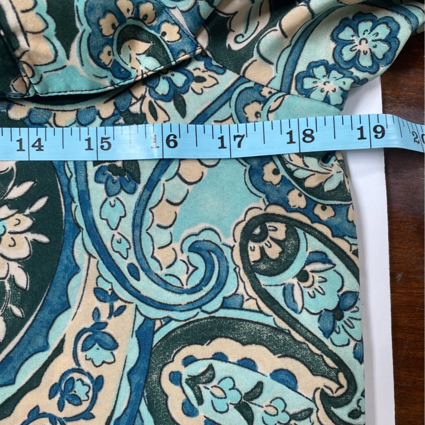 Mlle Gabrielle Paisley Aqua Teal/Tan Shirtdress W/ Tie Belt‎ - S EUC - Image 11