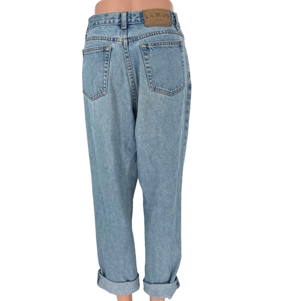 LA Blues Cotton Light Wash Classic Fit High Rise Straight Cropped Jeans Size 12P - Image 3