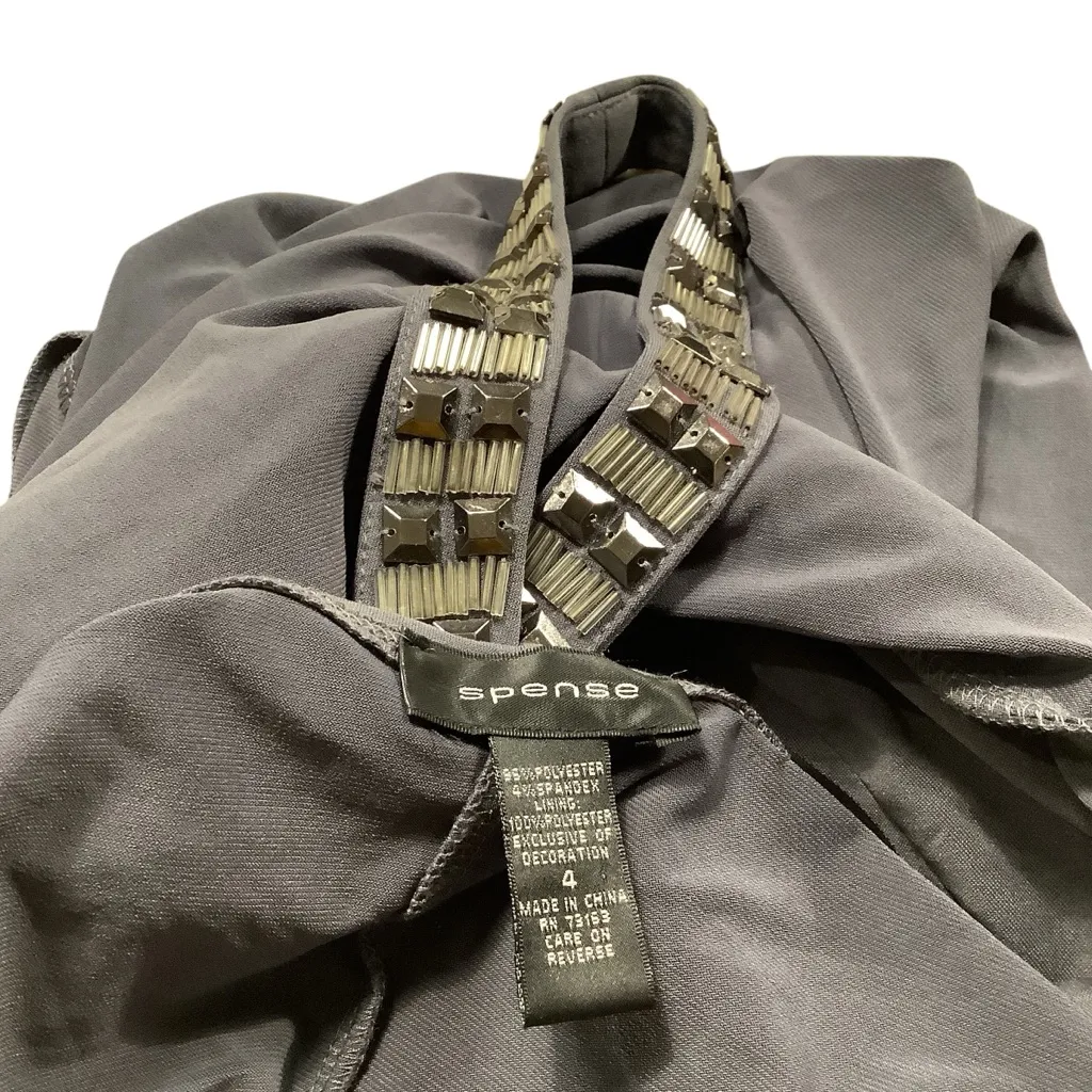 Spense Charcoal Halter Dress with Metallic Accents Size 4 WORN ONCE Gray - Image 10