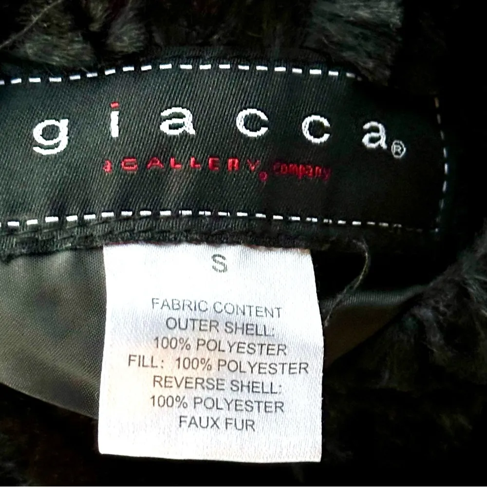 GIACCA Reversible Winter Vest Quilted Dark Purple Black Faux Fur Size S - Image 15