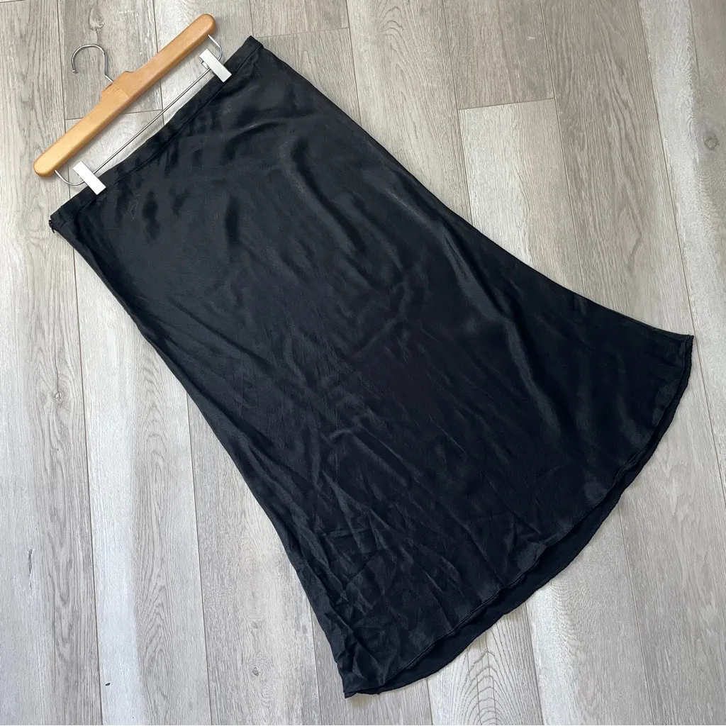 Zara Satin Skirt midi womens Black (large) classic minimalist party contemporary - Image 5