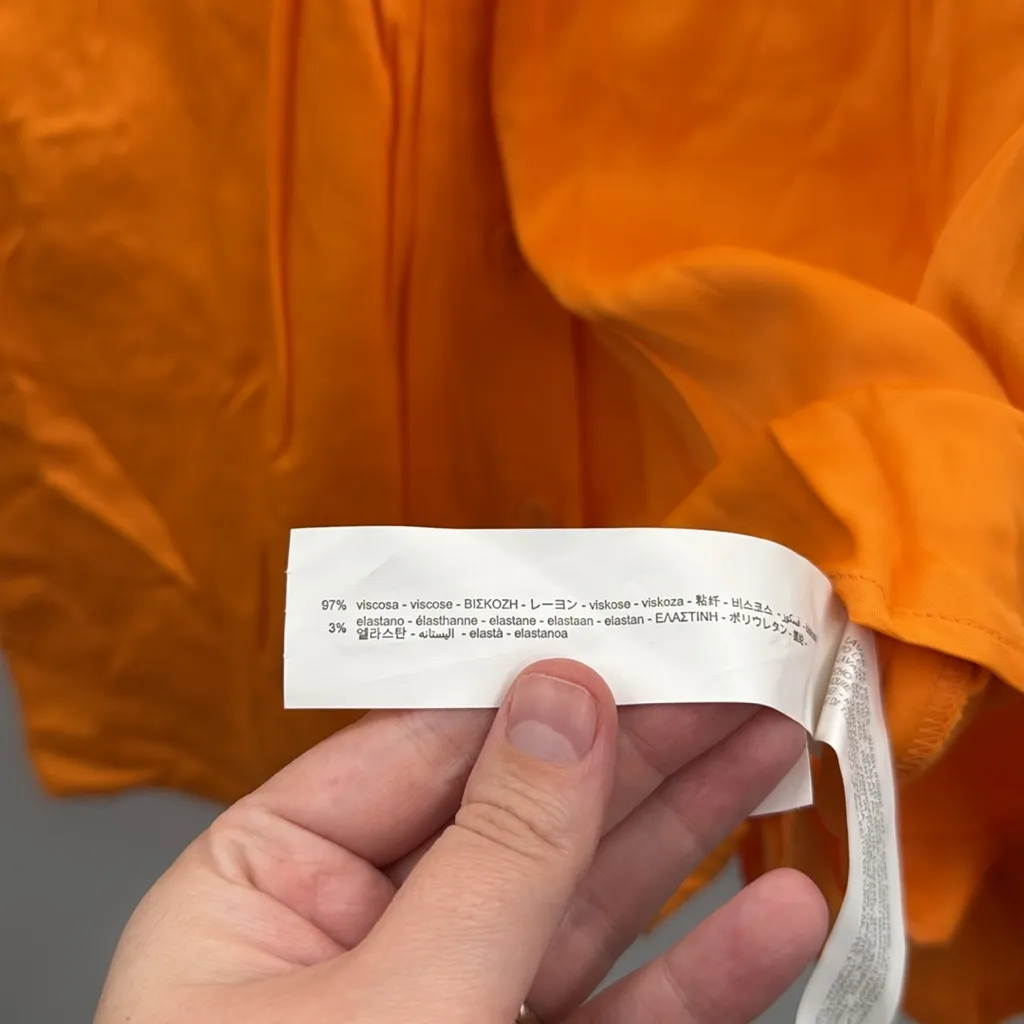 Zara Vibrant Orange Twist Front Button Shirt Dress‎ - Image 5