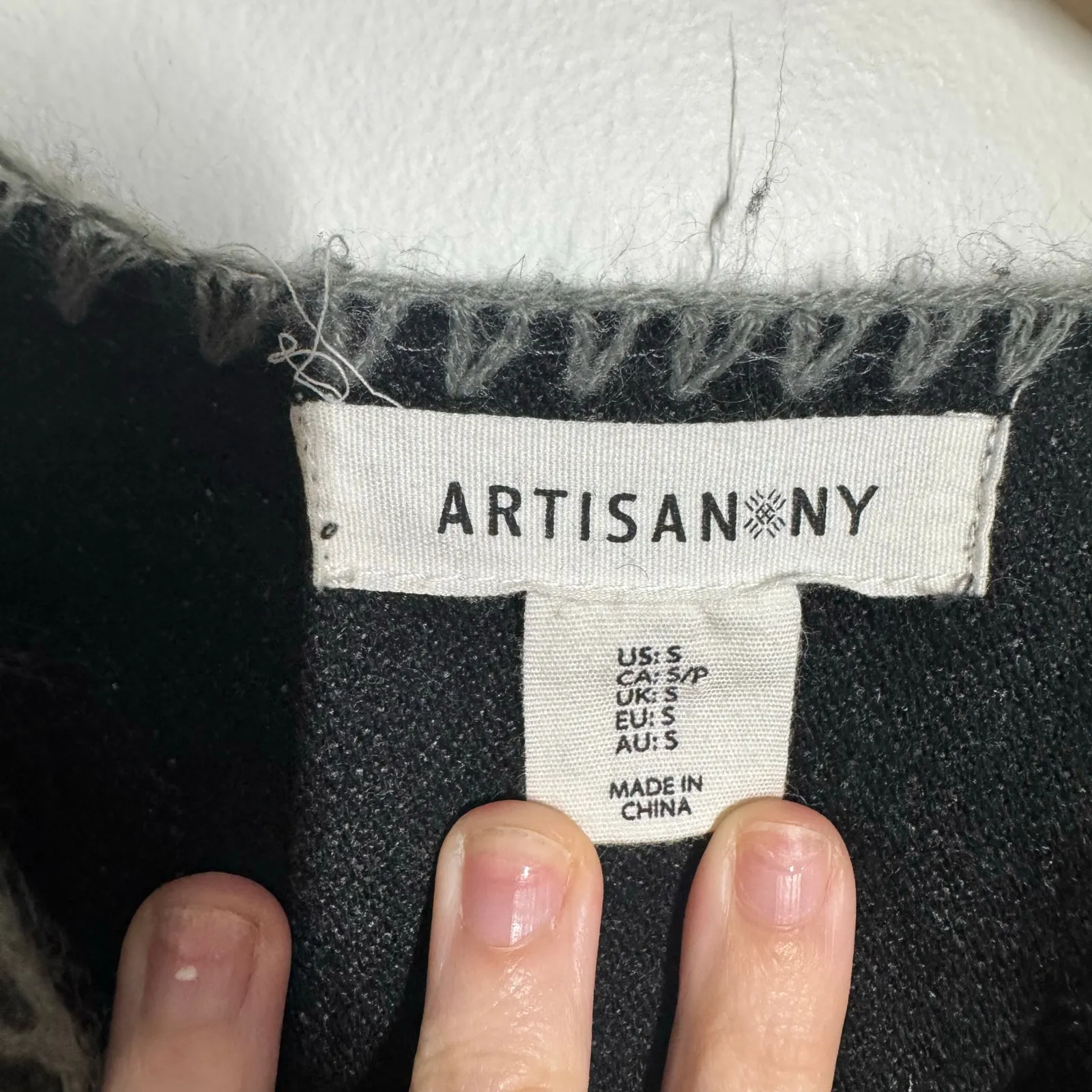 Artisan NY Poncho Women S Gray Blue Stripe Wool Blend Lagenlook Minimal Modest - Image 6