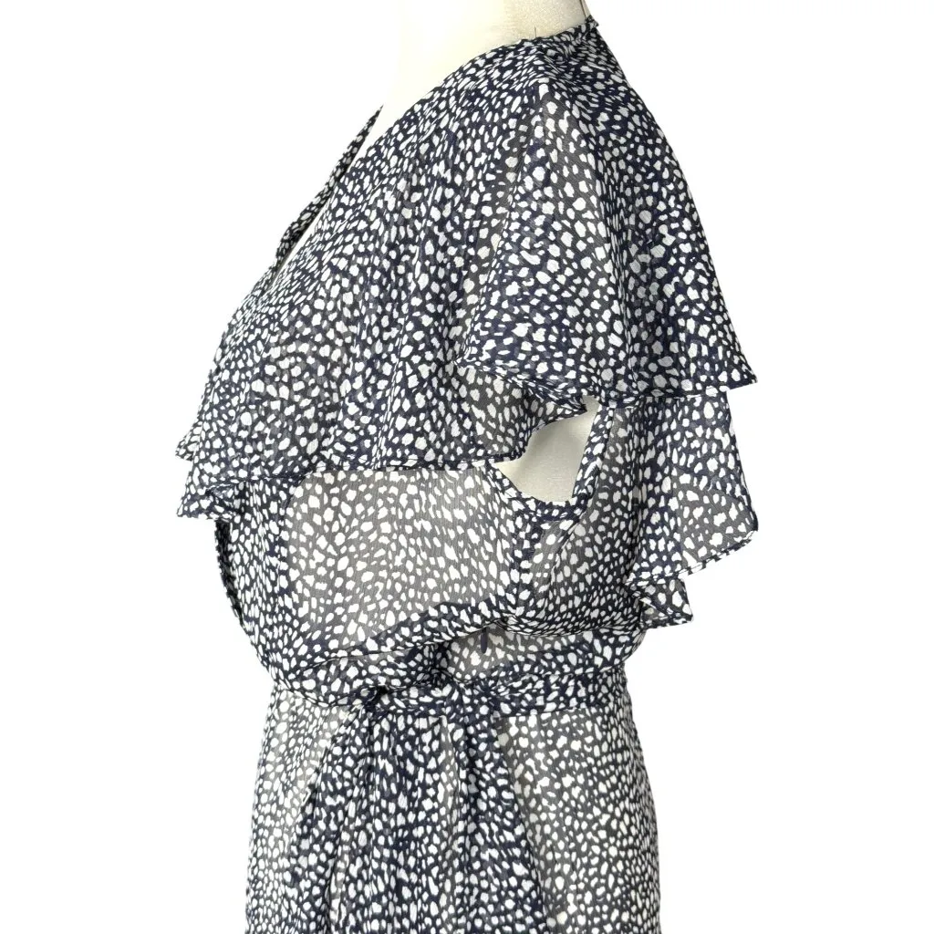 Christopher & Banks Womens Dress Size 8 Navy White Polka Dot Midi Length Sheer - Image 6