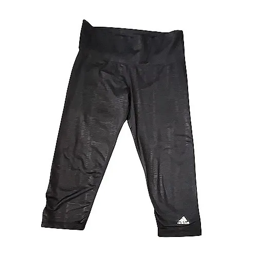 Adidas Climalite Capris Black Textured Mid Rise Athletic Leggings Women's M - Image 2