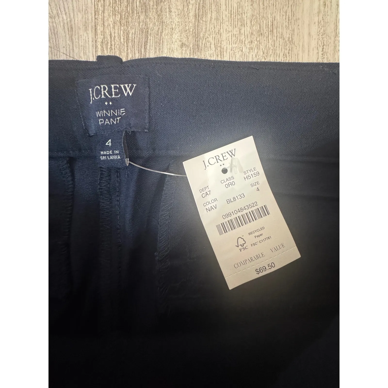 J Crew Winnie Pant Navy Blue Straight Leg Ankle Length Womens Size 4 - Image 4