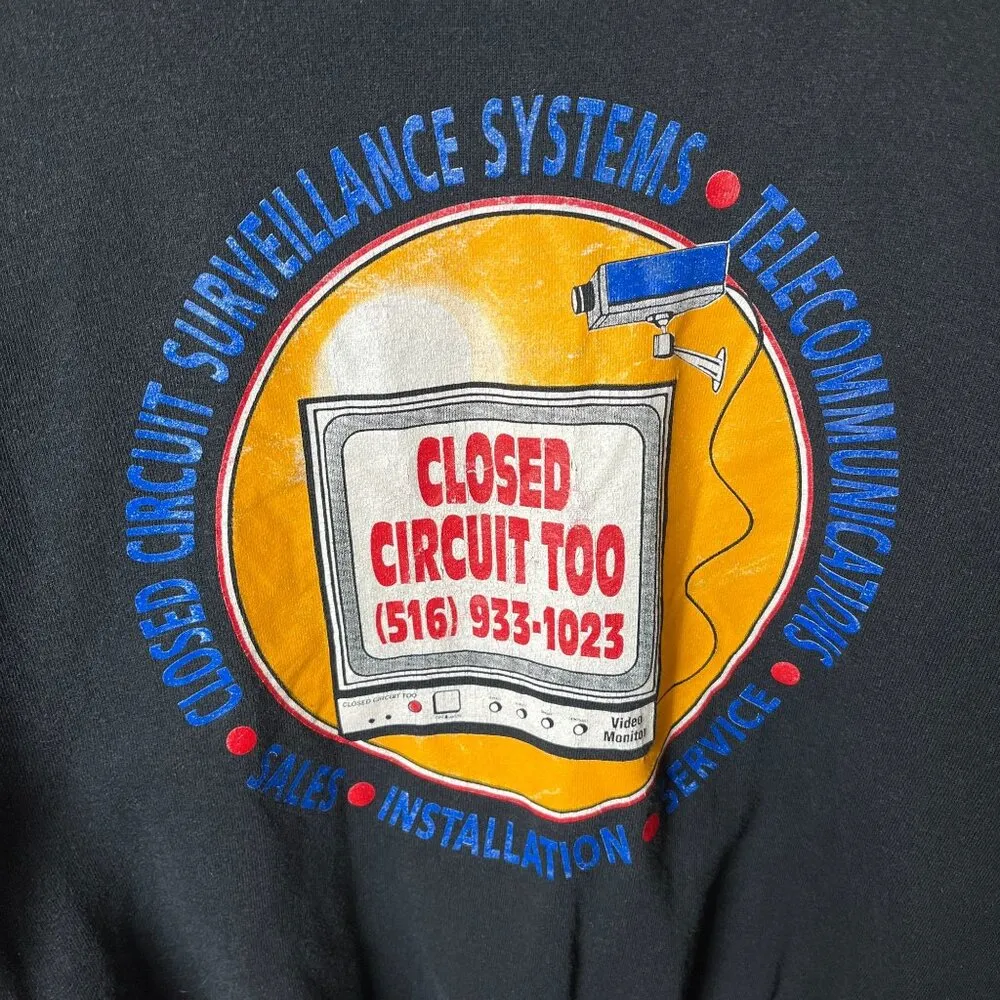 Vintage Closed Circuit System Graphic Jerzees Crewneck Sweatshirt L Unisex Fit - Image 5