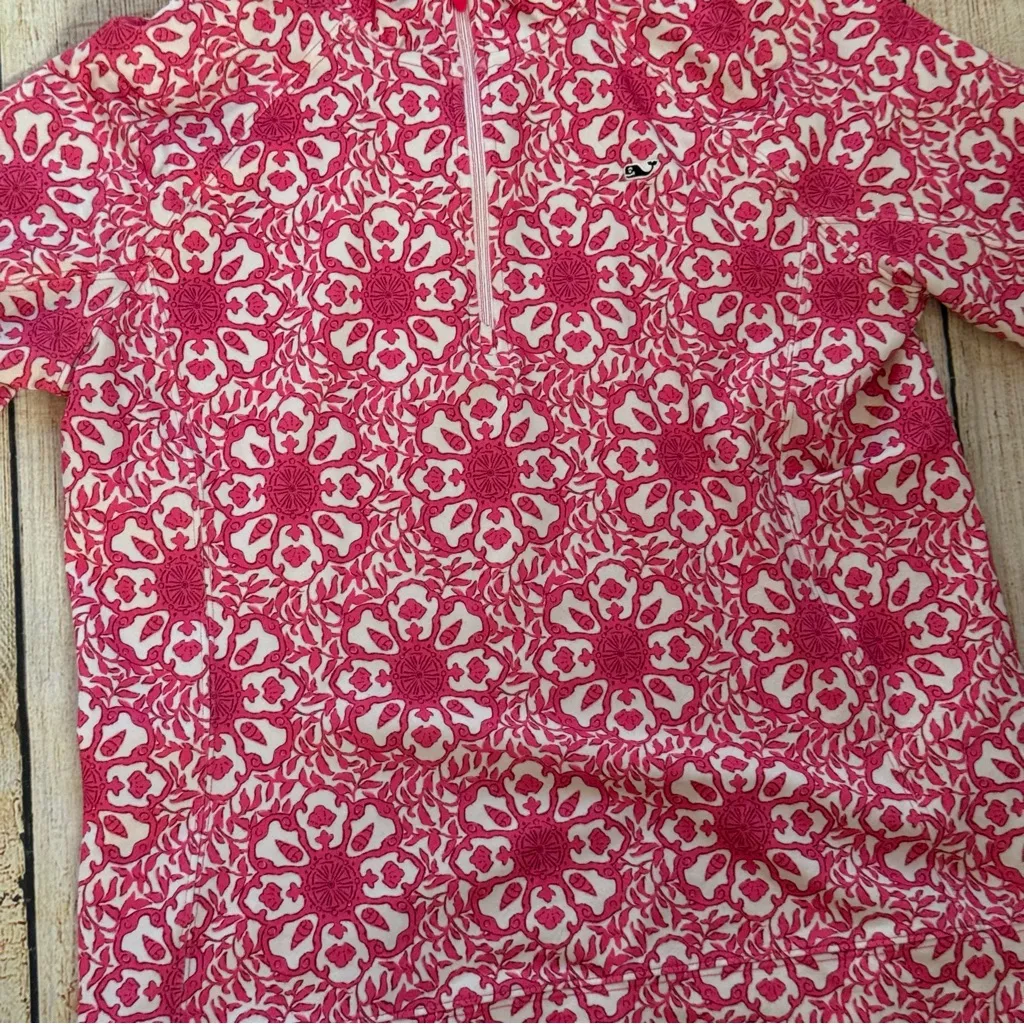 Vineyard Vines‎ Performance Sz Large Pink White Medallion Quarter Zip Pullover - Image 7
