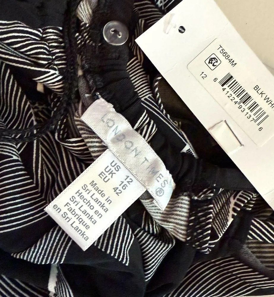 London Times Women's Printed Jersey Halter-Neck Maxi Dress Black/White Sz 12 NWT - Image 6