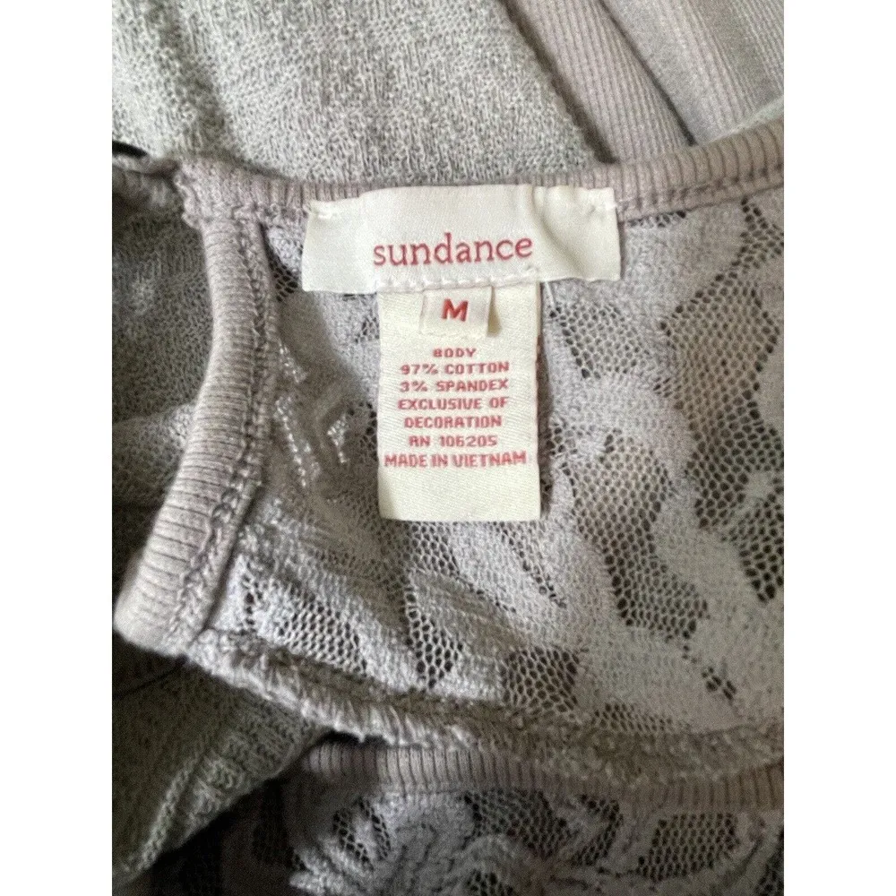 Sundance Manette Dress Size Medium Long Sleeve Lace Boho Mixed Media Stretch - Image 9