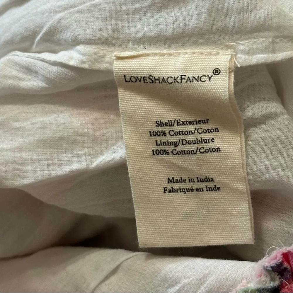 LoveShackFancy Women’s Size M Ivory Cabbage Rose Print Tiered Mini Skirt - Image 3