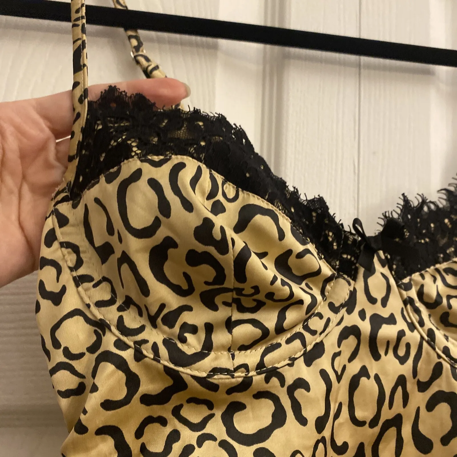 For Love And Lemons‎ WOMENS Small Cheetah Mini Slip Dress Siren Lace Cocktail - Image 3