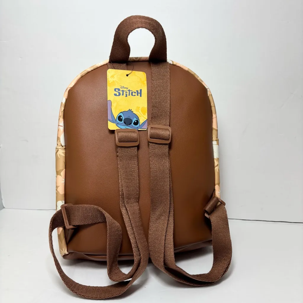 Disney Stitch Floral Backpack‎ Brown,Tan, Fall Halloween New Blue - Image 2
