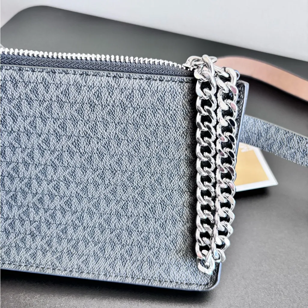 Michael Kors MK Belt bag With Pull Chain, Black/Grey, MEDIUM Black - Image 8