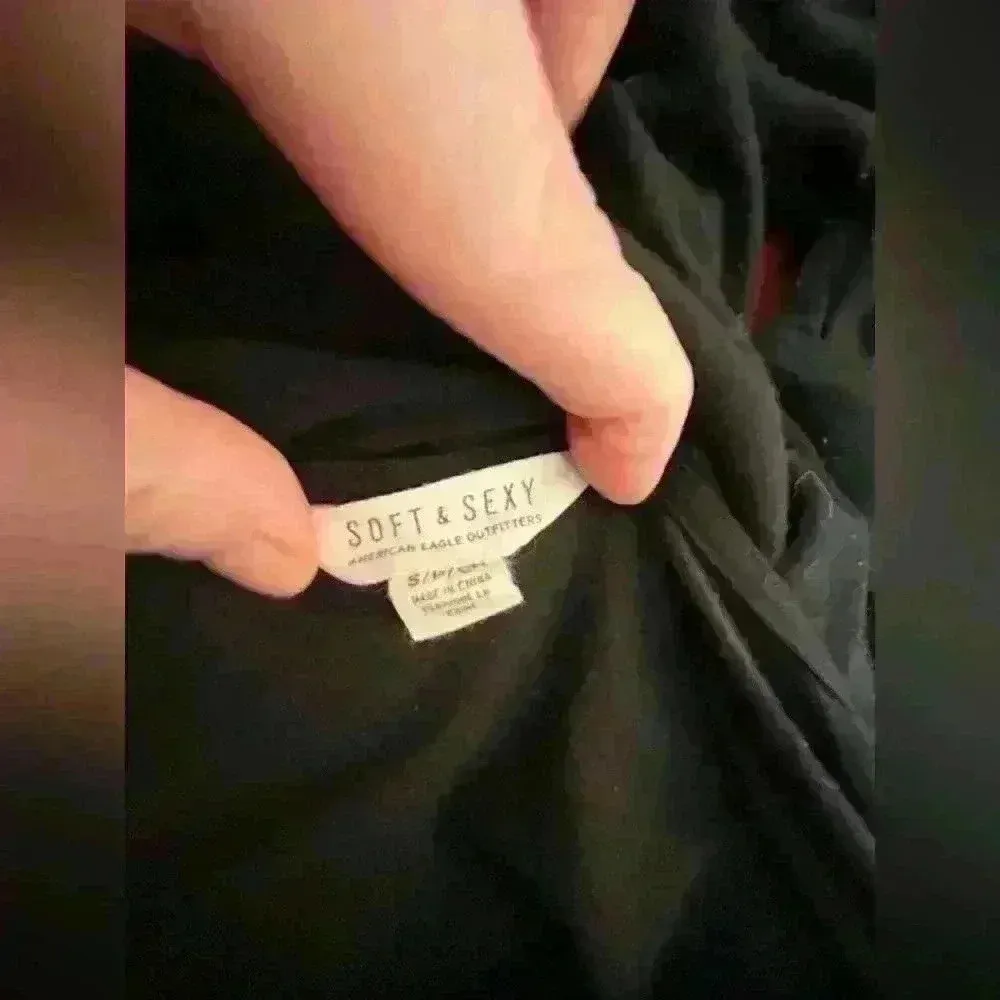 American Eagle Women’s Soft & Sexy Black Dress 3/4 Sleeve Button Back Size S - Image 2