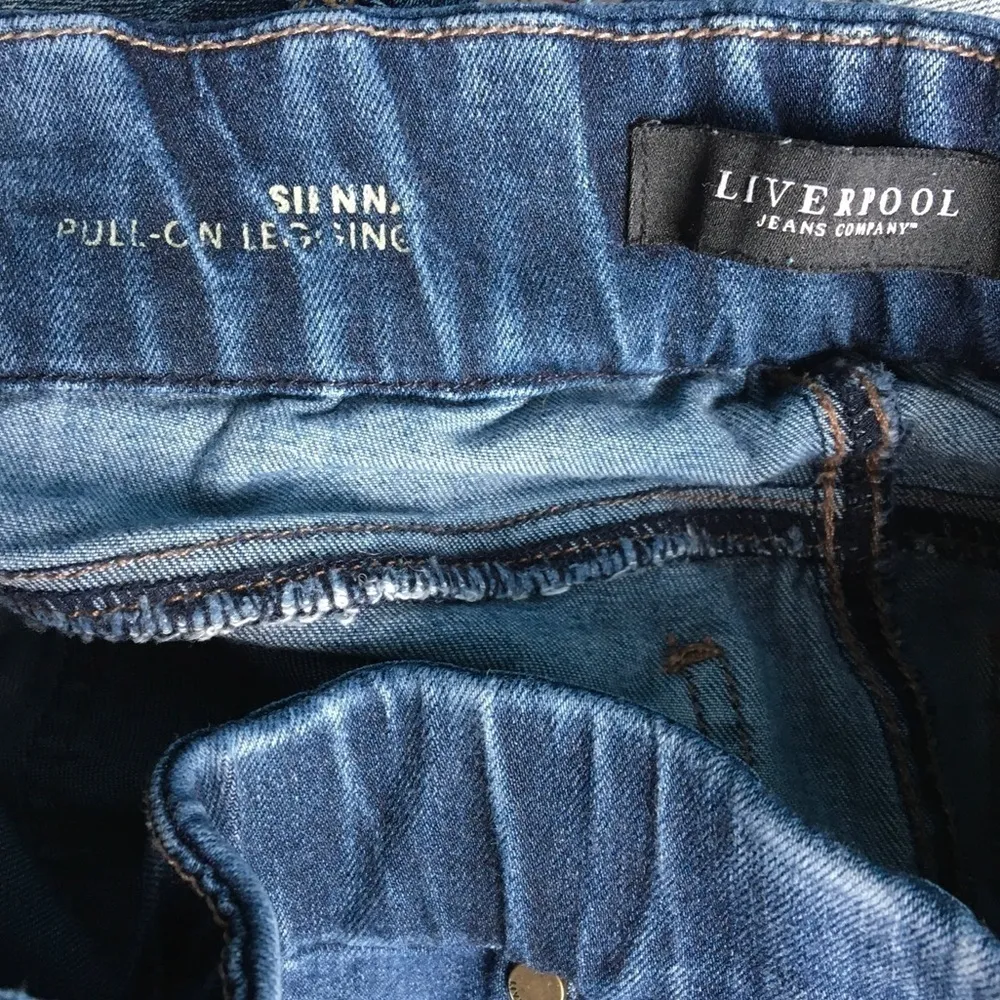 Liverpool Sienna Pull On Leggings Jeans Pants Jeggings Blue Elastic Distressed 0 - Image 6