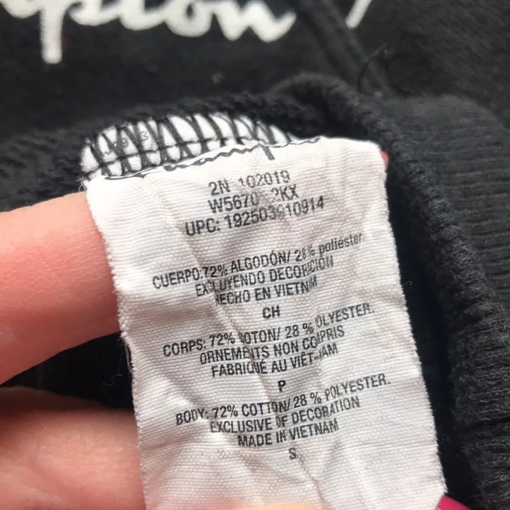 Champion Cropped Black White Sweatshirt Women's Size Small - Image 7