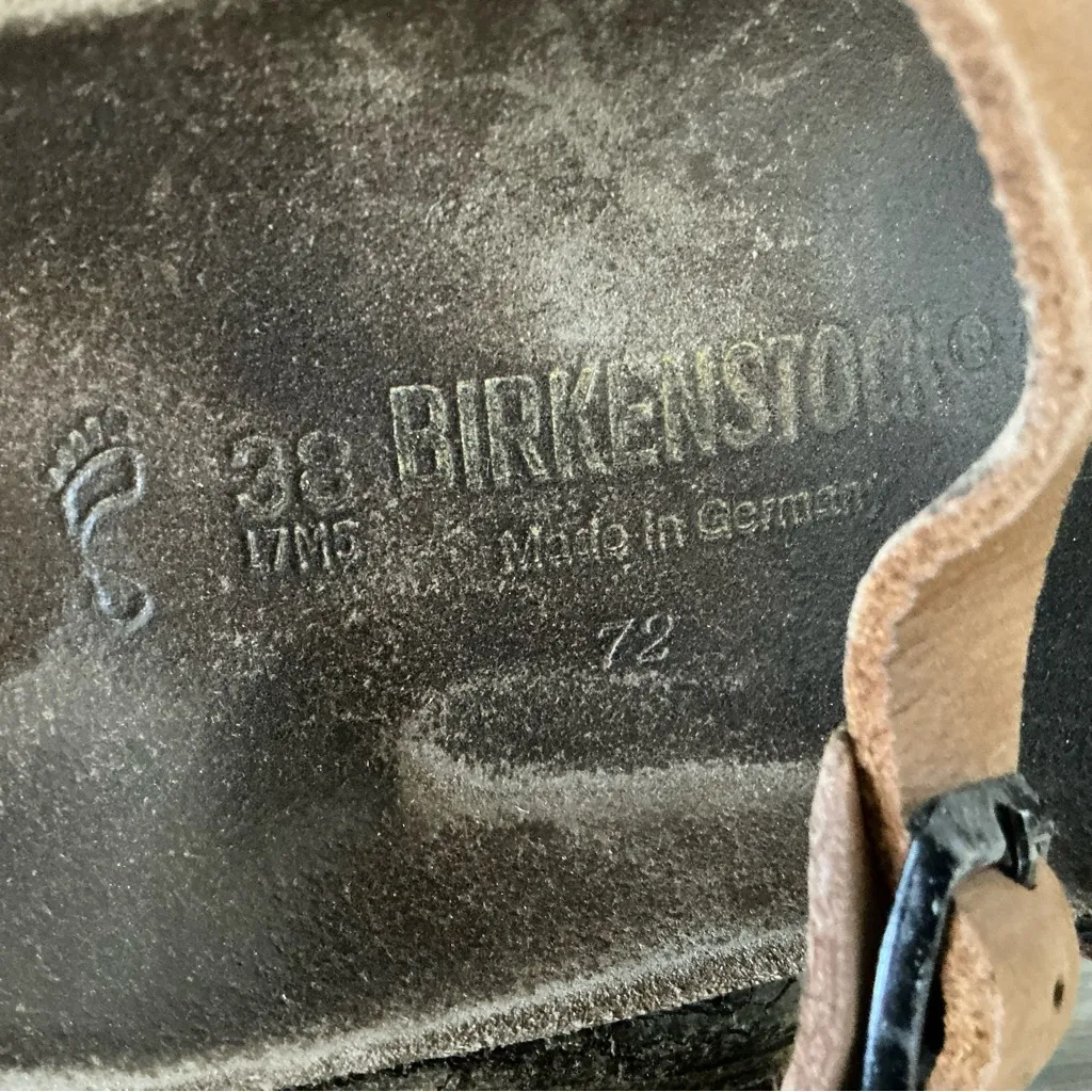 Birkenstock Arizona women brown blue and mustard two strap sandals women’s 7 /38 - Image 7