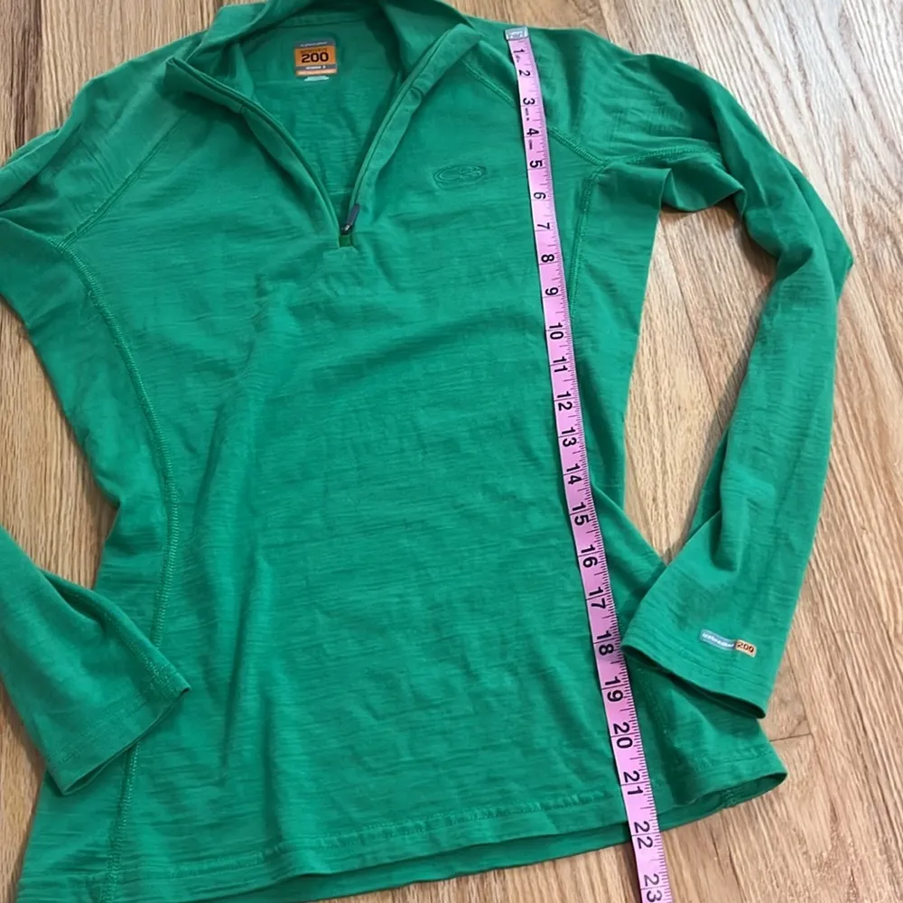 Icebreaker Green Bodyfit 200 Chakra Merino Wool 1/4 Zip Top Sz S - Image 4