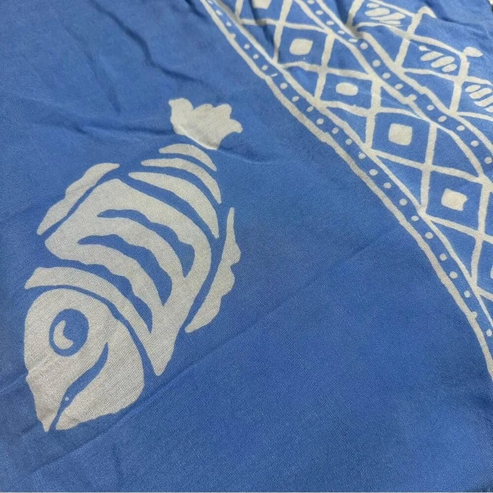 Fish Print Scarf Blue - Image 2