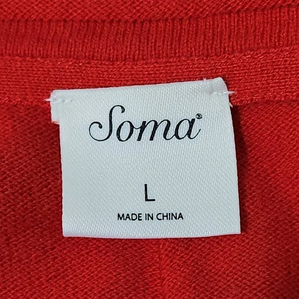 Soma Red V-Neck Sweater Size Large Soma Red Sweater with Tie Waist - Image 6
