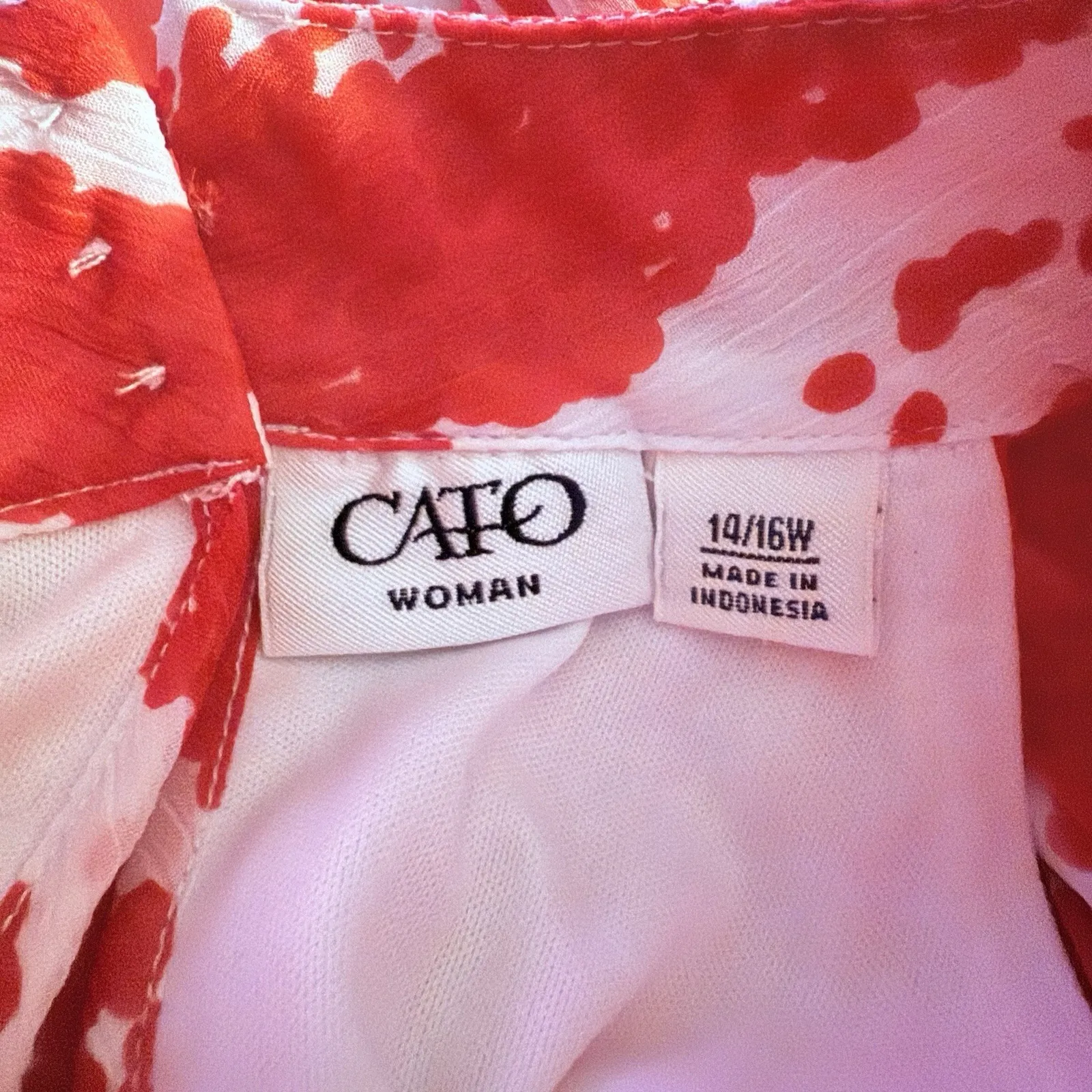 Y2K Cato High Neck Top Womens 14W 16 W XL Chiffon Halter Pink White Banded Waist - Image 4