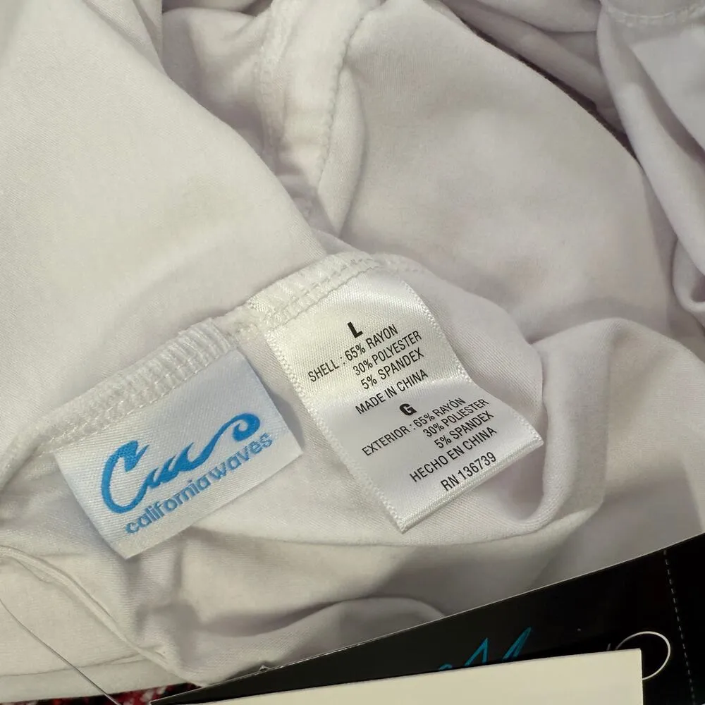 California Waves Juniors White Tie Waist Romper Swim Cover Up Size L New - Image 6