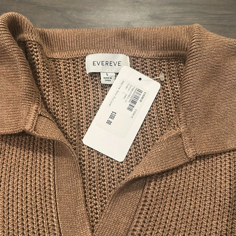 NWT Evereve Adeline Polo Crochet Pullover Sz L - Image 6