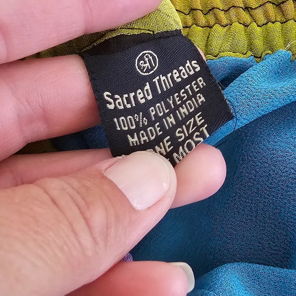 Sacred Threads  Multicolored Floral Printed Patchwork Maxi Skirt OSFM - Image 5