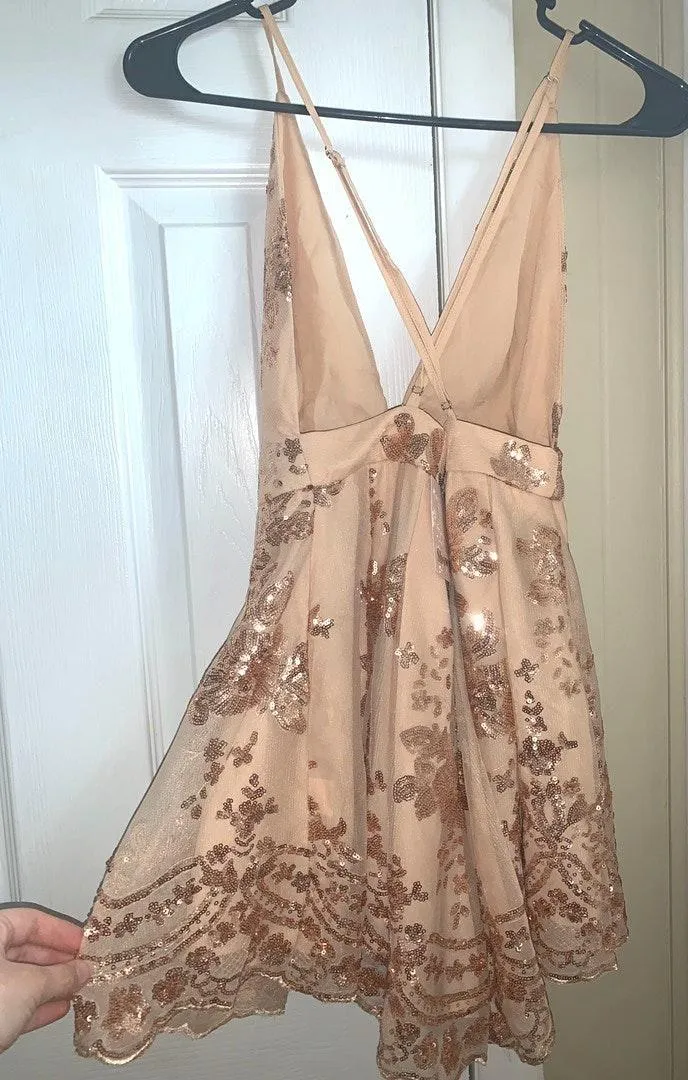 Showpo Rose Gold Sequin Romper - Image 2