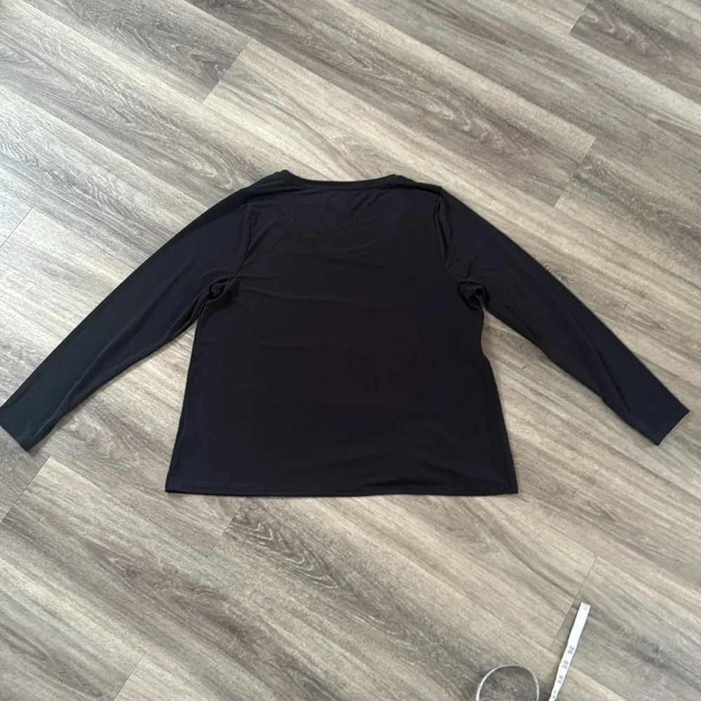 Jason Wu Black Long Sleeve Blouse with Tie  Large Stretchy Womens Elegant Top - Image 2