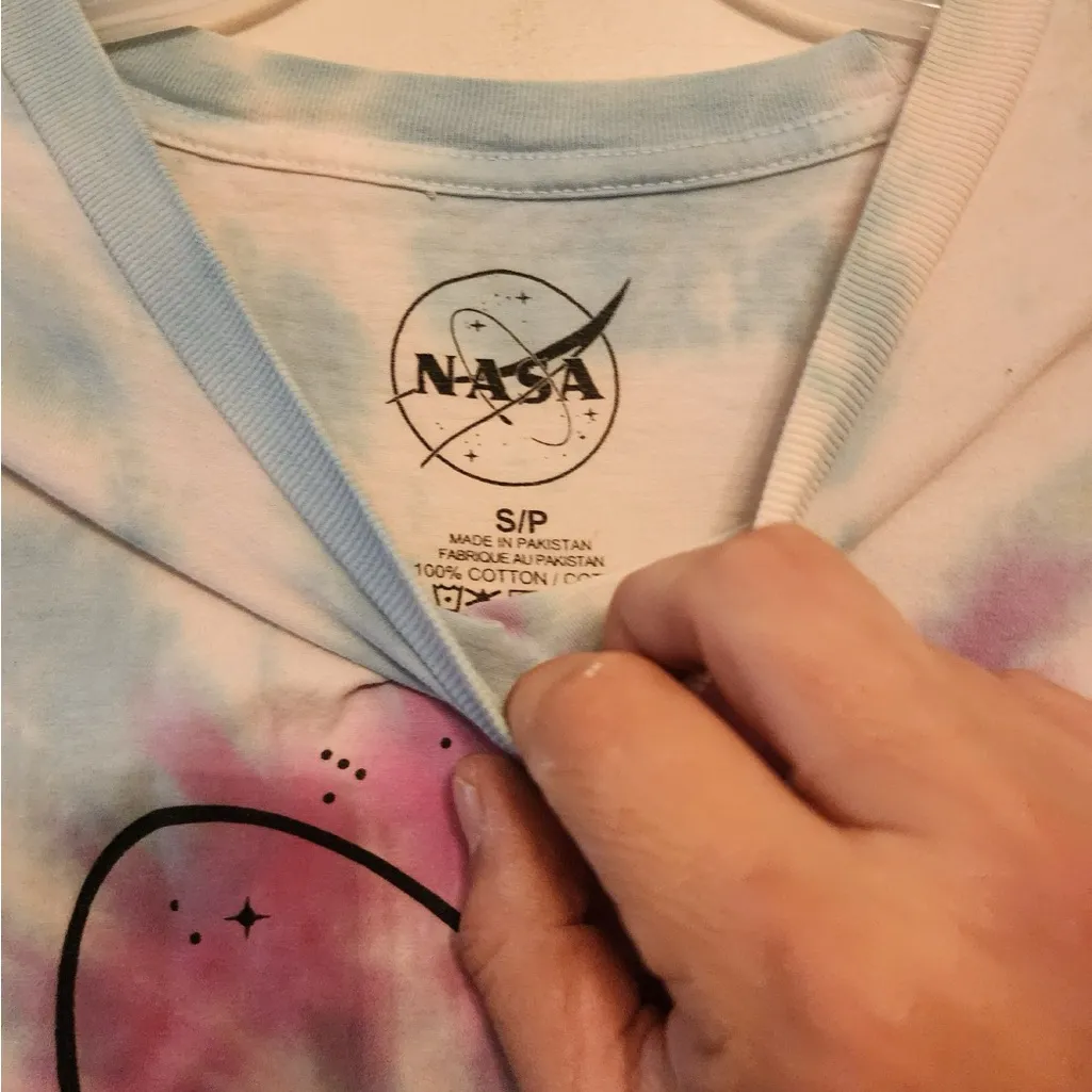 Nasa long sleeve tye dye cropped top shirt size small Pink - Image 3