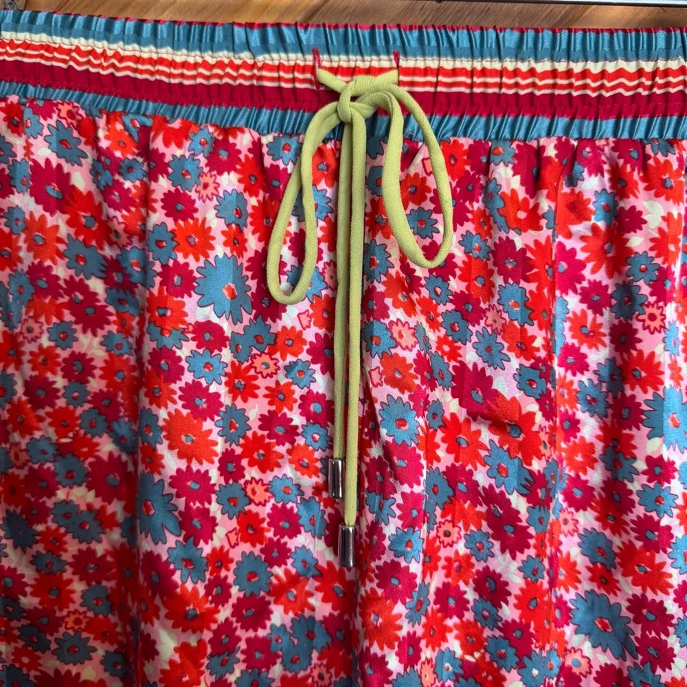 Free People Red and Blue Floral Pajama Shorts Size Large - Image 2