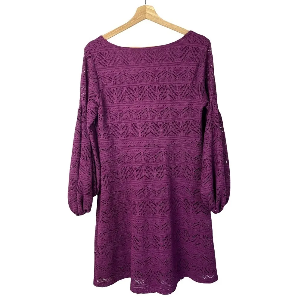 Anthropologie Maeve Laila Purple Balloon Sleeve Shift Mini Dress S - Image 3