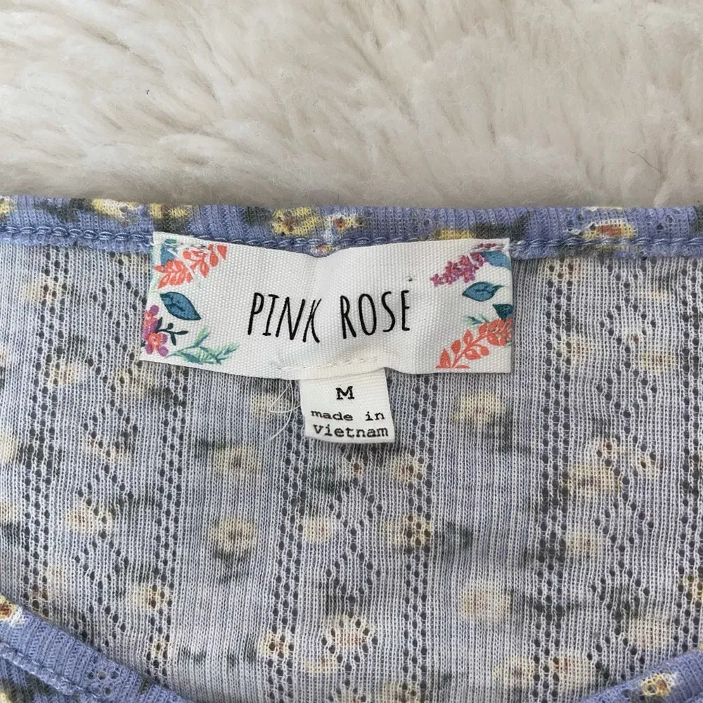 Baby Blue Ditsy Floral Print Ruched Front Cropped Top - Image 9