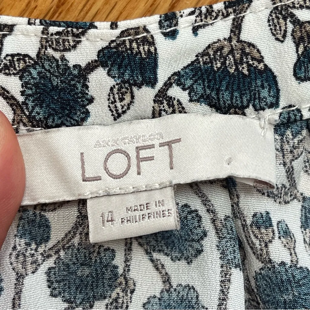 Ann Taylor Loft Romper Floral Button Front Side Pockets Slits Size 14 Boho Chic - Image 7