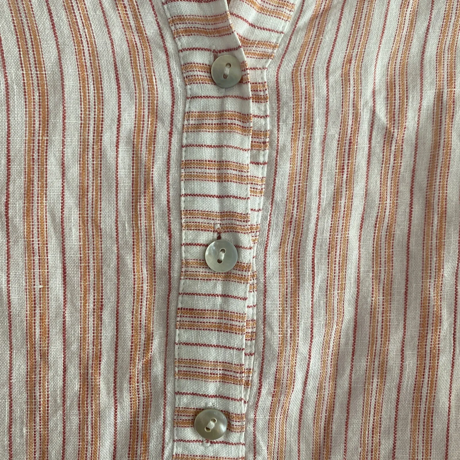 J Jill Love Linen Peach Striped Tunic Blouse Layered Hem Size Small Lagom Travel - Image 3