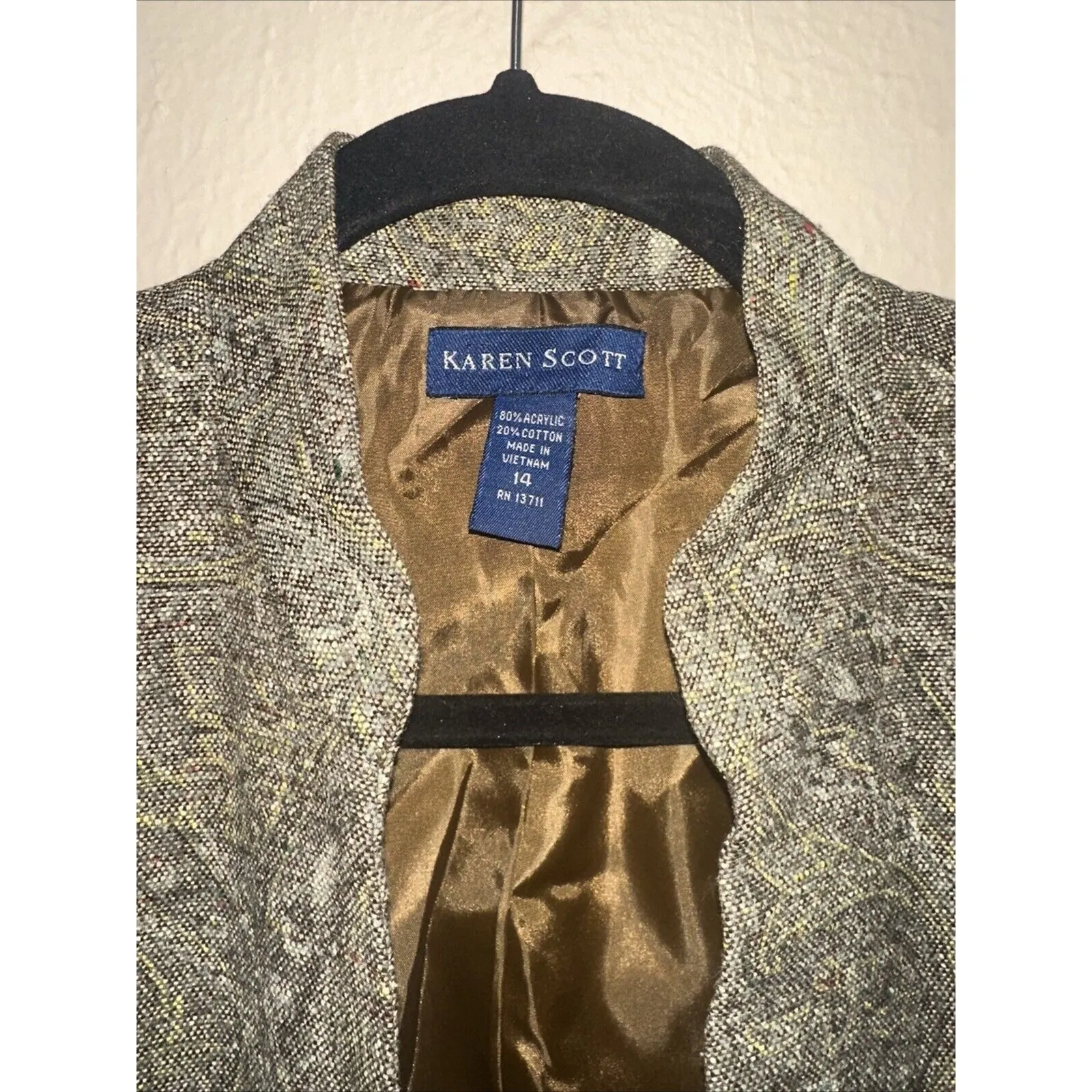 Karen Scott Paisley Print Button Front Jacket Career Office Coat Size 14 - Image 3