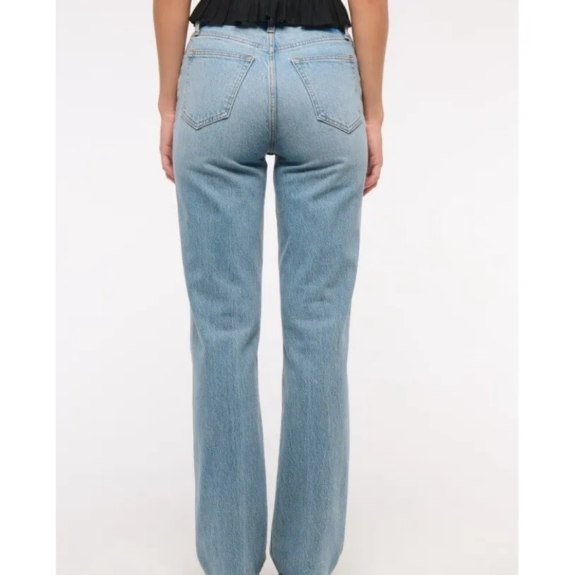 Abercrombie Fitch Jeans Womens 35/20R Light Wash Straight Ultra High Rise NWT$90 - Image 4