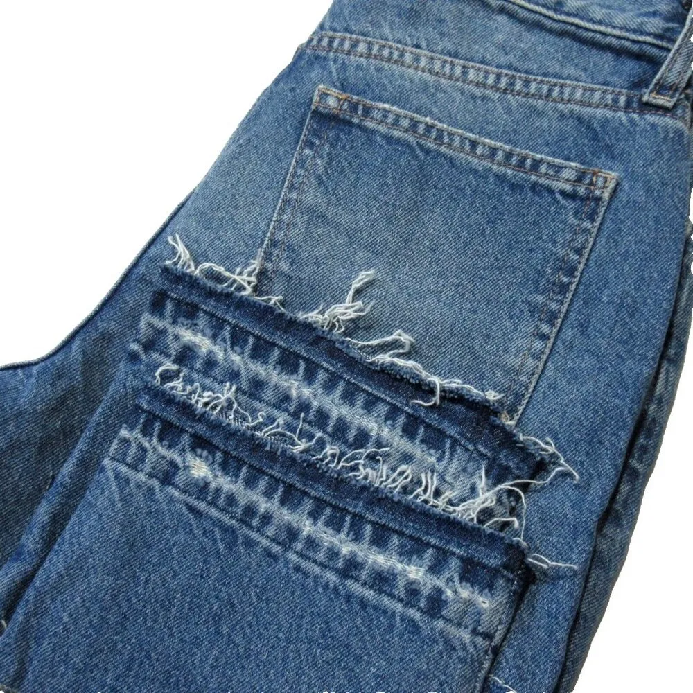 NWT We The Free People Bare With Me Straight Leg Patchwork Rigid Denim Jeans 27 - Image 10