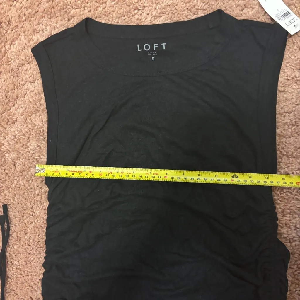NWT Loft Side Tie Linen Blend Tank Top Womens Sz S Black Classy Chic Sleeveless - Image 9