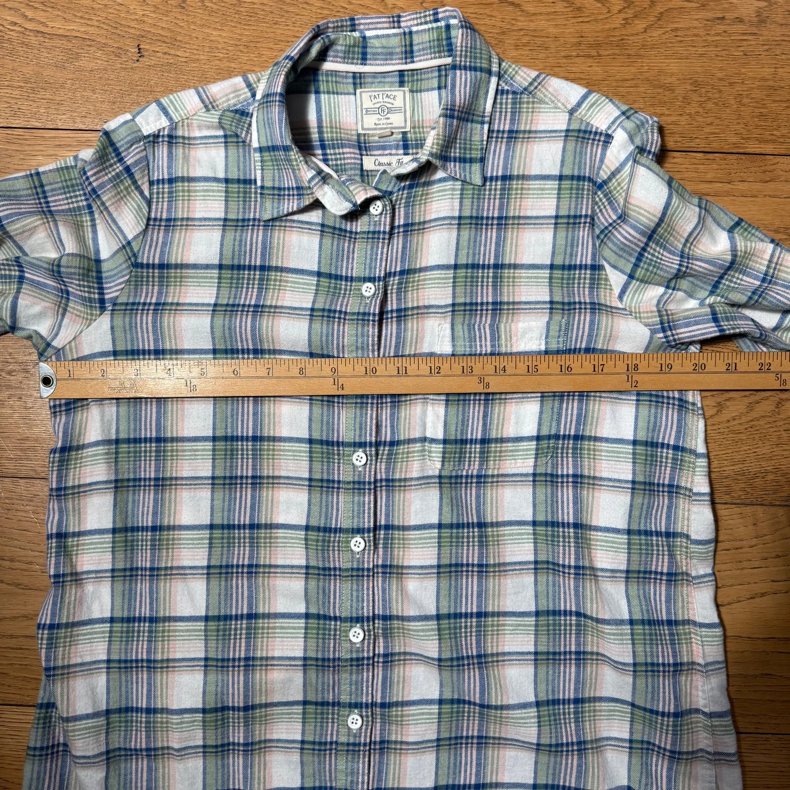 Fatface Women's Pastel Flannel Shirt SZ S Button Up Pink Blue White Casual Layer - Image 5