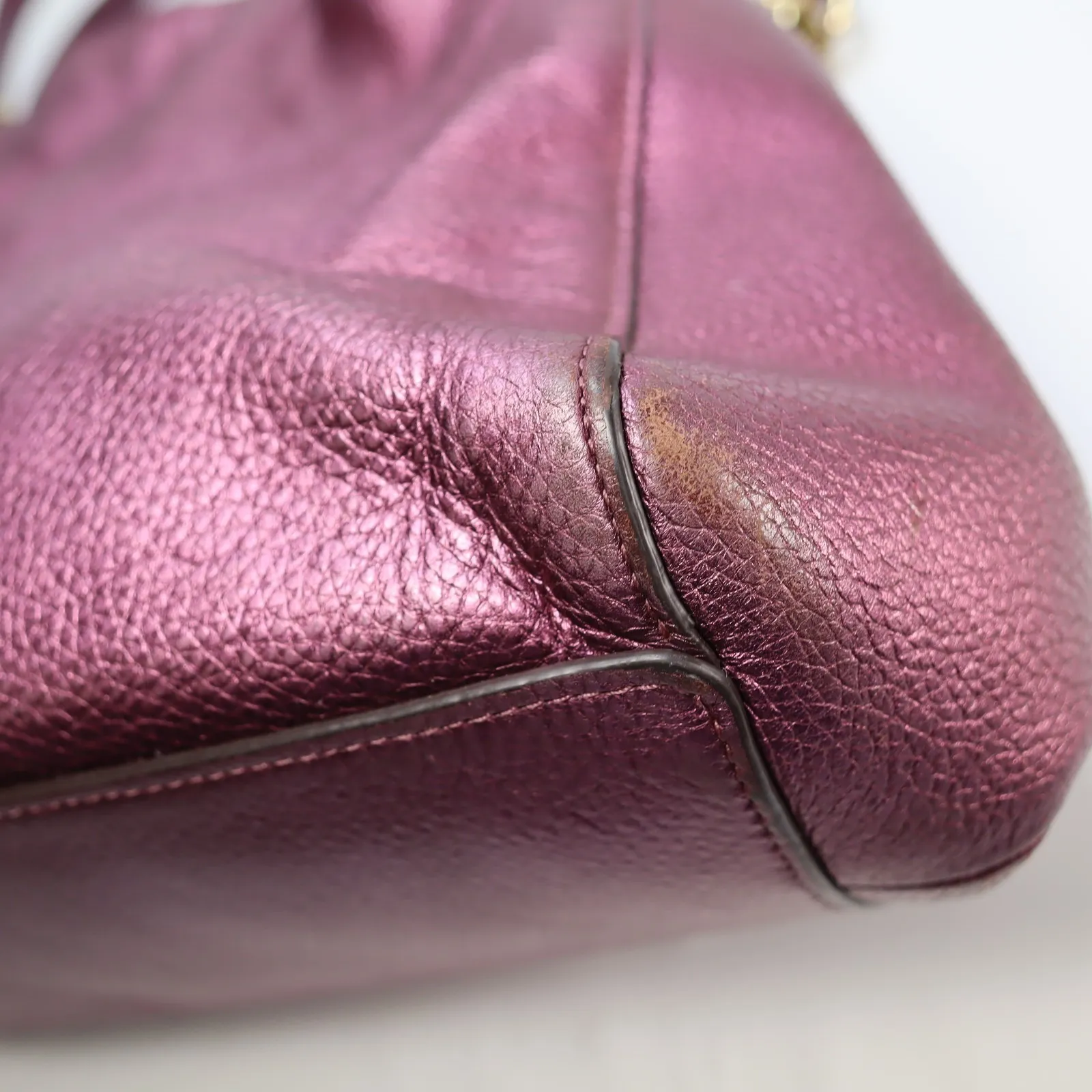 Coach Hallie Pebble‎ Leather Shoulder Bag Metallic Berry F80271 Hobo Redefined - Image 5