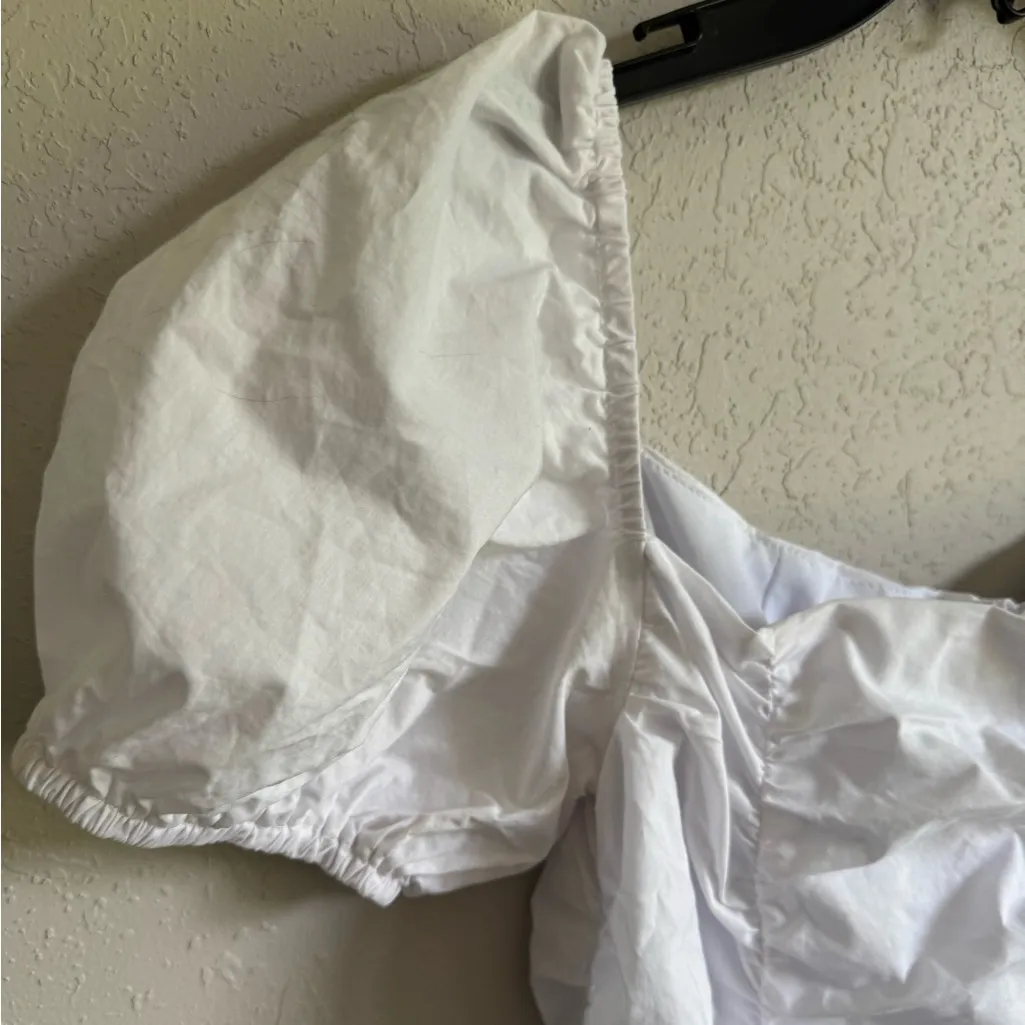 Superdown White Ruched Bodycon Mini Dress Womens S Bridal Shower Bachelorette - Image 3