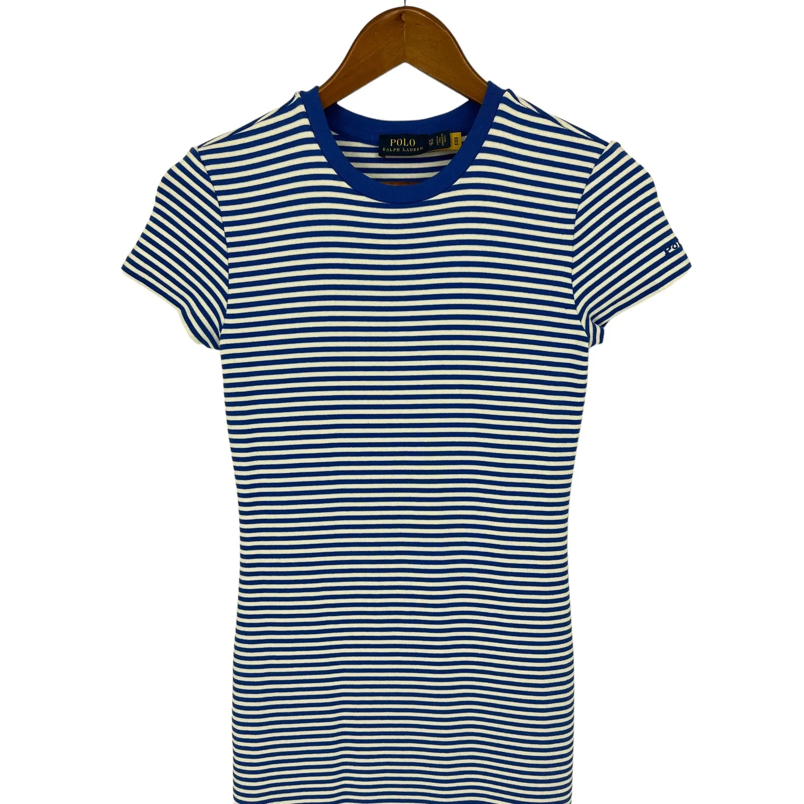 Polo Ralph Lauren Striped Short Sleeve T Shirt Dress In Keel Blue White - Image 7
