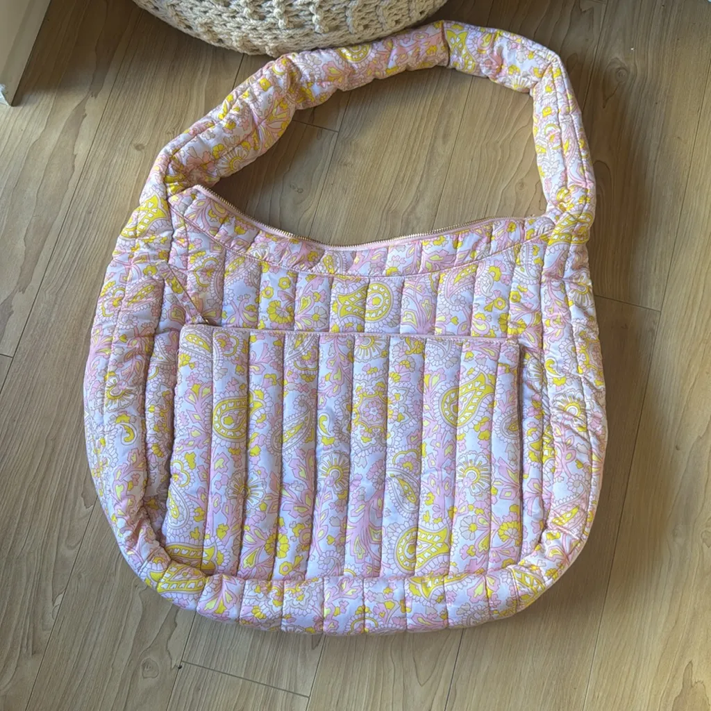 Amazon Essentials Pink and Yellow Quilted Shoulder Bag - Image 2