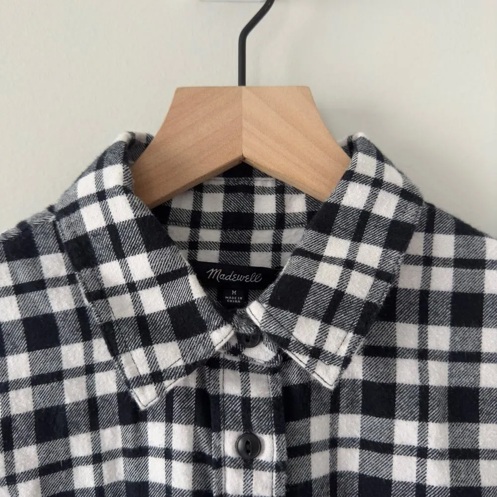 Madewell 100% Cotton Plaid Flannel Shirt Button Down Collar Long Sleeve Fall M - Image 4